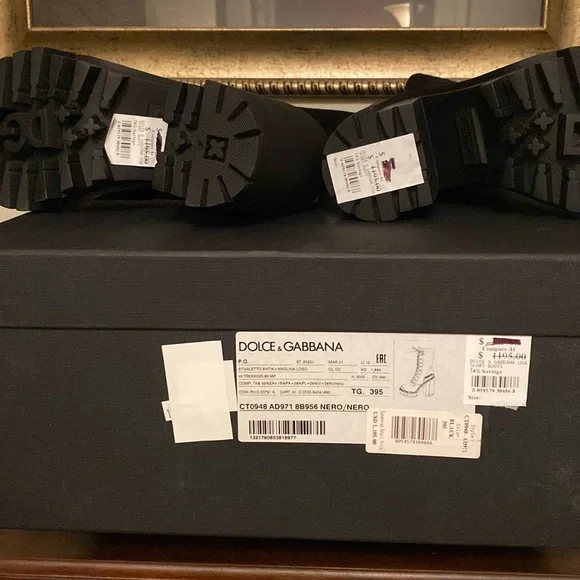 BNWT DESIGNER DOLCE & GABBANA STIVALETTO ANTIK + MAGLINA LOGO BOOT, NERO COLOR - Picture 12 of 13
